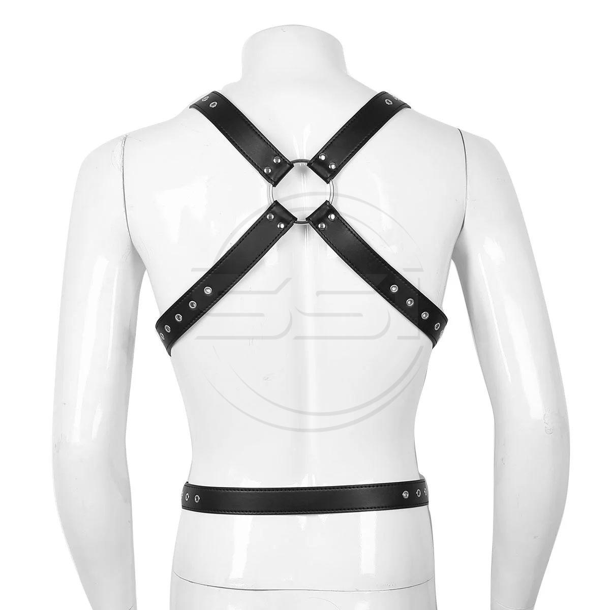 Mens Faux Leather Gay Full Body Chest Harness Belts - Image 2