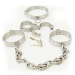 Stainless steel restraints bdsm bondage metal neck collar hand ankle cuffs chain