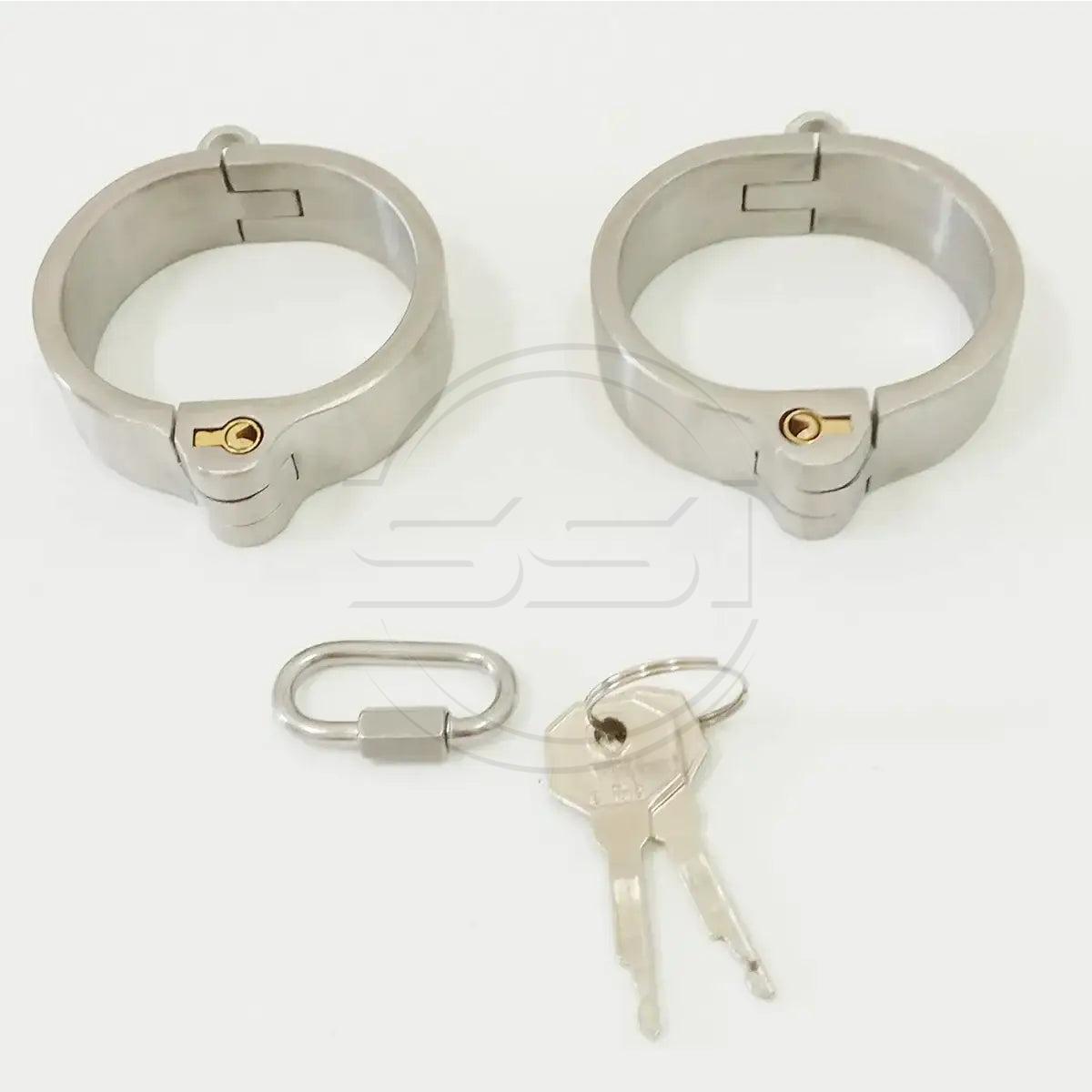 Stainless steel restraints bdsm bondage metal neck collar hand ankle cuffs chain - Image 4