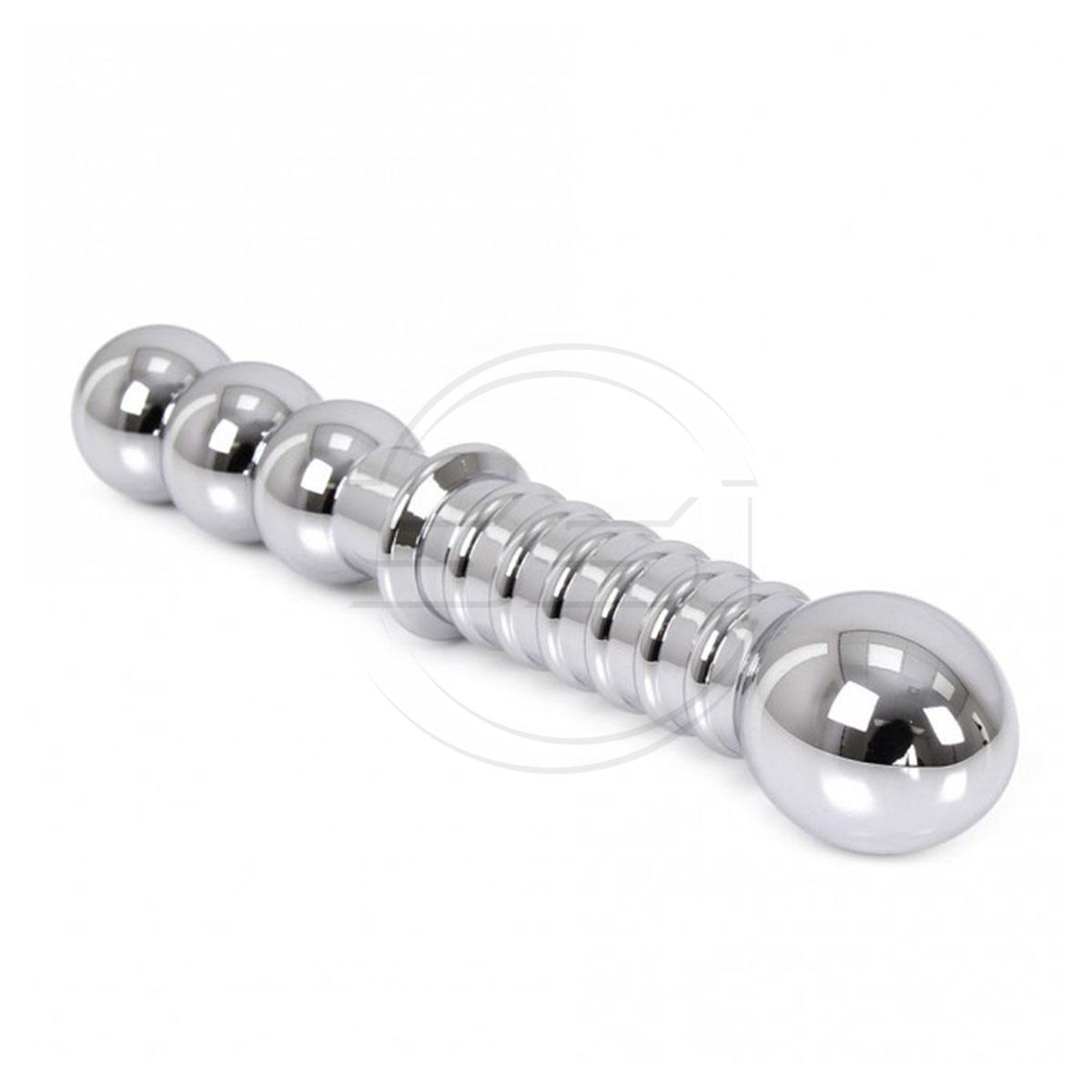 Ribbed Double-ended Steel Dildo