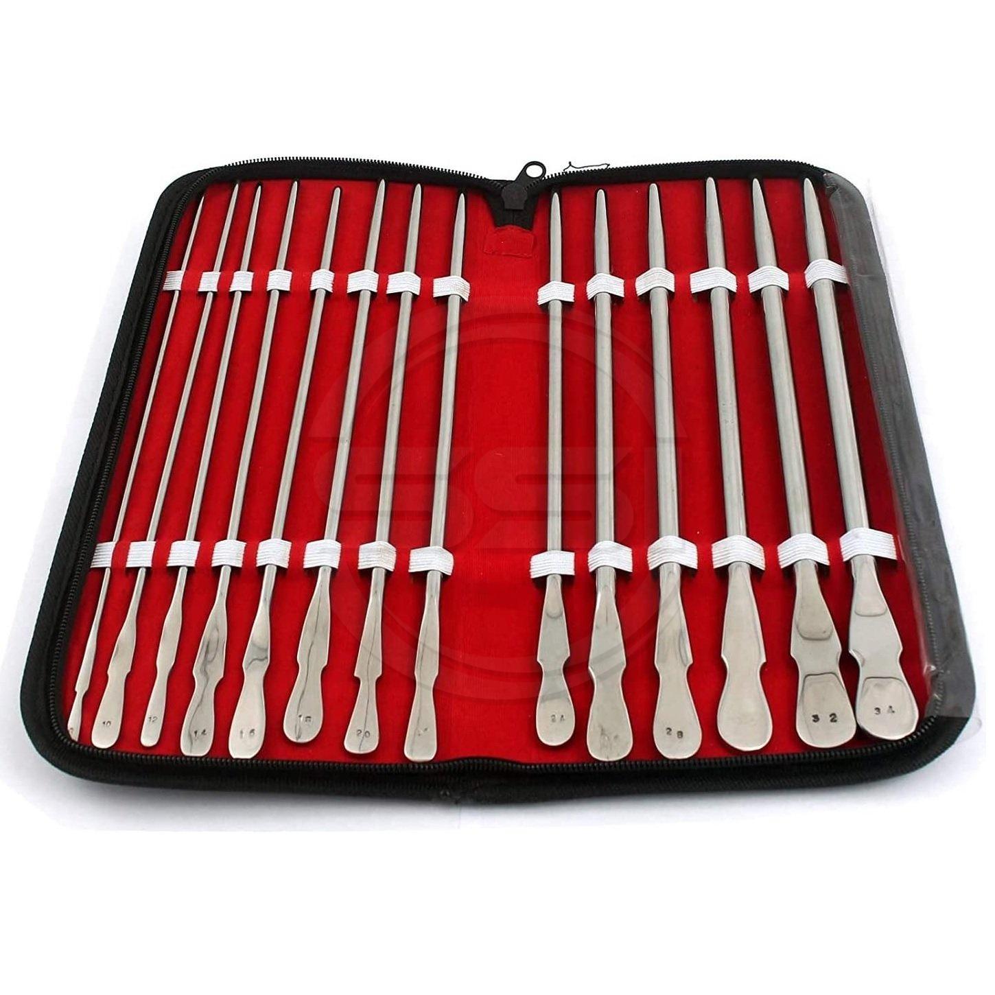 Dittel Dilating Bougies Urethral Sounds, Straight, Set of 14