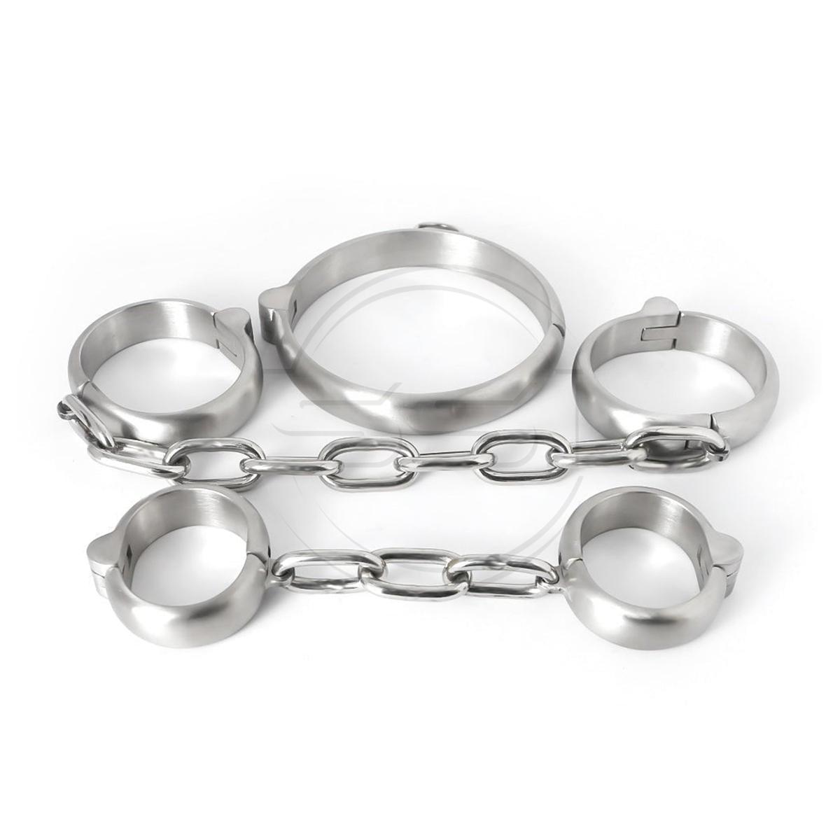 Metal neck collar hand ankle cuffs chain