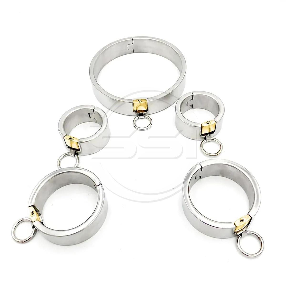 Bondage Stainless Steel Restraint Neck Collar Handcuffs Wrist Ankle Cuffs - Image 2