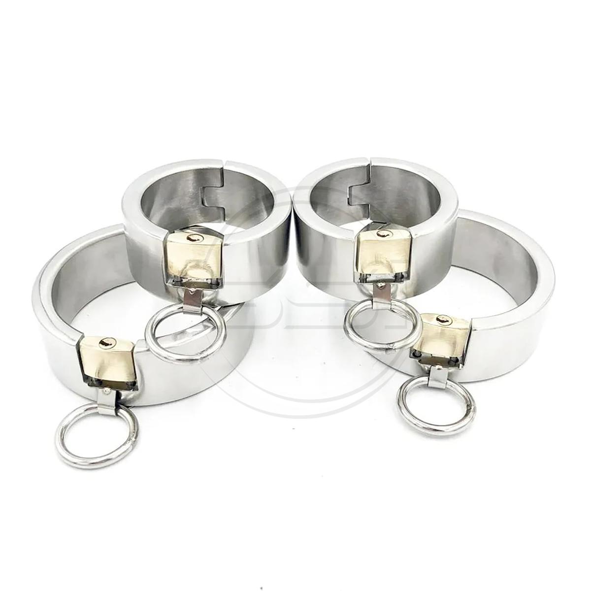 Bondage Stainless Steel Restraint Neck Collar Handcuffs Wrist Ankle Cuffs - Image 3
